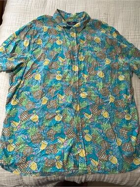 Vineyard Vine Tropical Pineapple Button Down Shirt Sz XXL